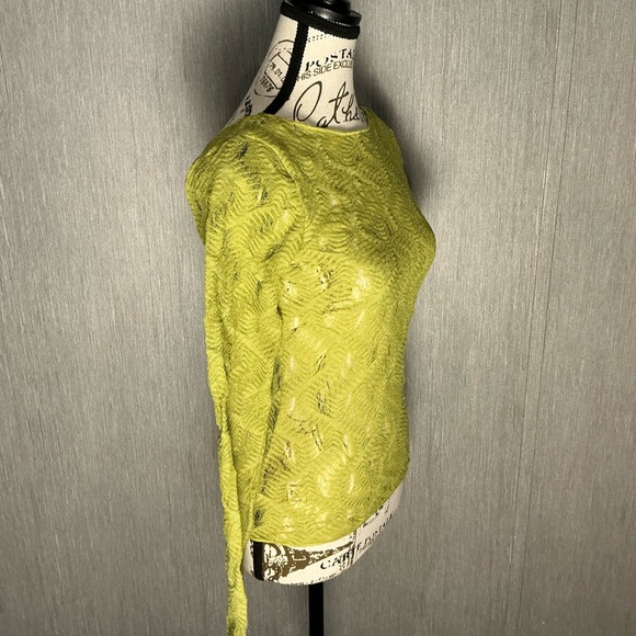 Zara Lime Green Textured Sheer Top Size Small - Picture 8 of 9